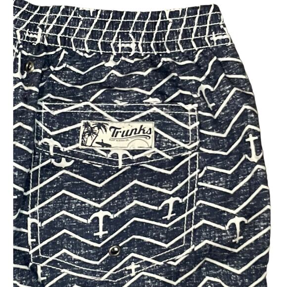 Trunks Surf & Swim Co. Men's Board Shorts Dark Blue Anchor‎ Drawstring Lined Med - Picture 5 of 7